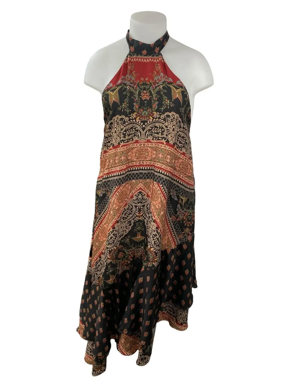 Free People Women's Multicolor Halter Sleeveless Scarf Print Maxi Dress Size L